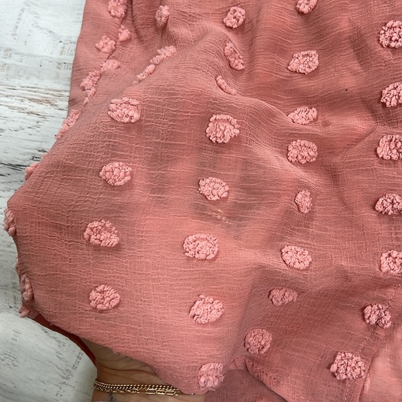 E & M Pink Sheer Polka Dot Top SMALL - Picture 2 of 6